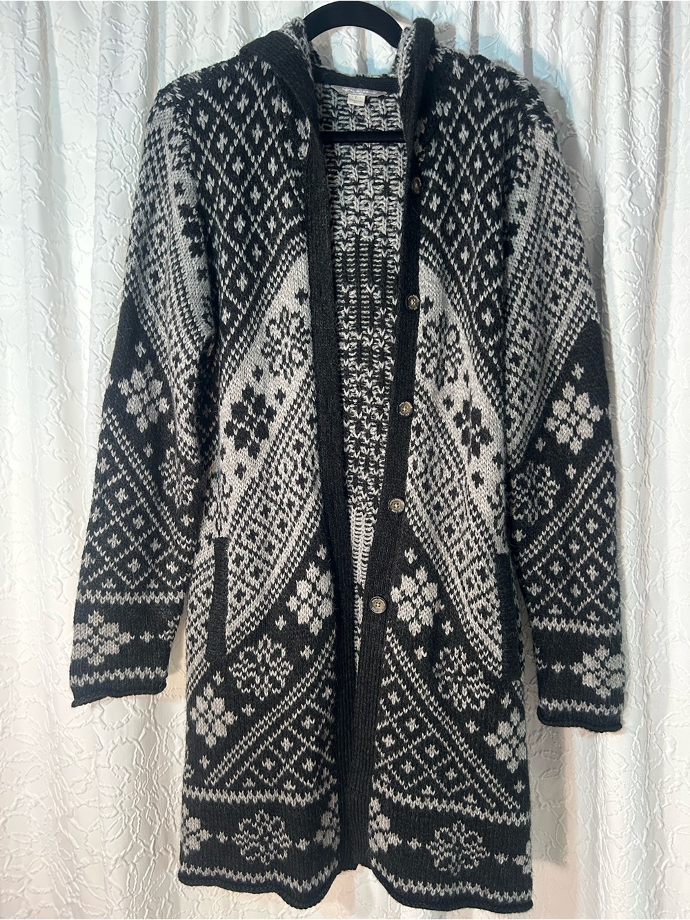 Royal Robbins Black & Cream Nordic Hooded Cardigan